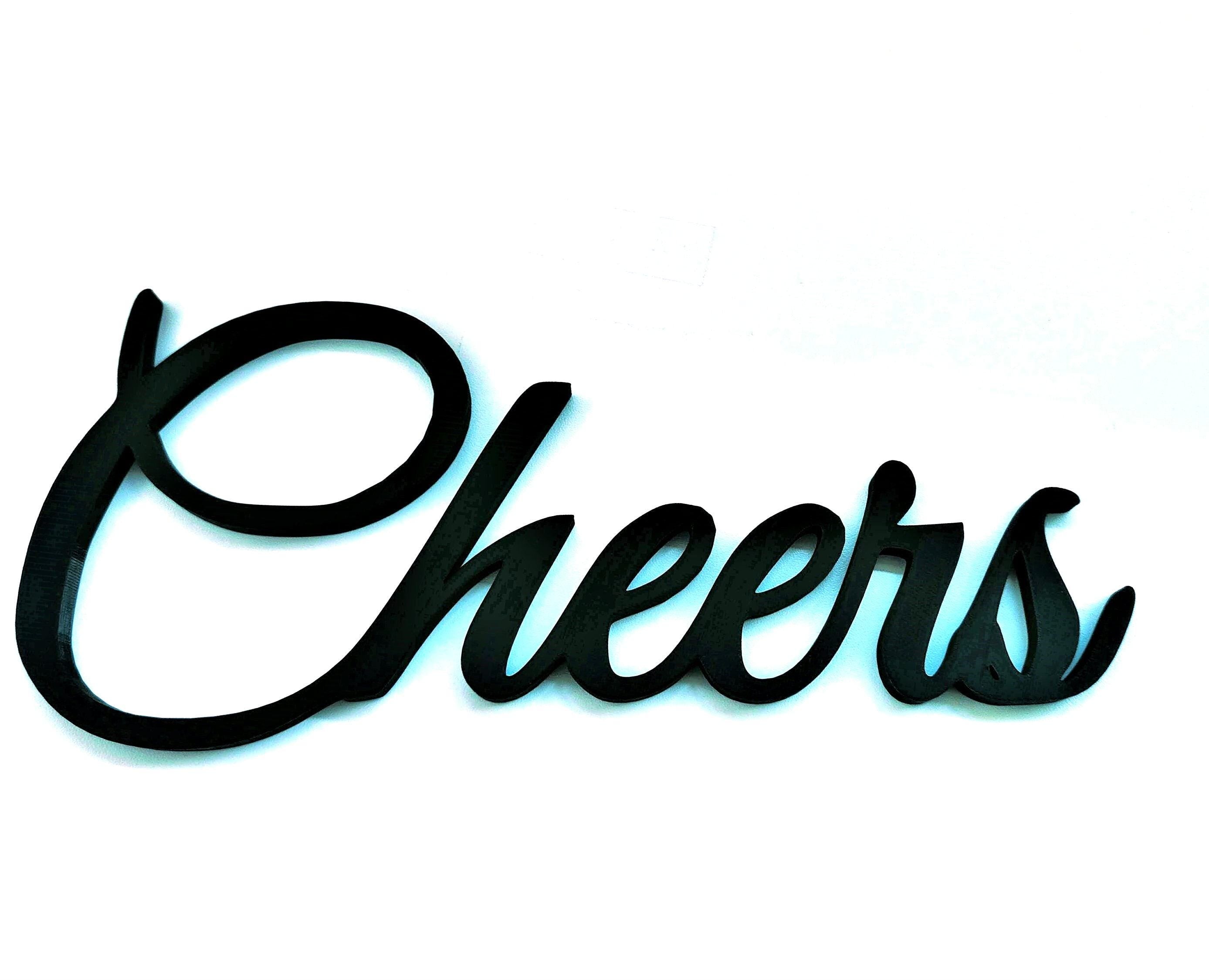 Cheers sign, wall plastic sign, wine bar sign, gift for wine or beer lover, kitchen bar decoration